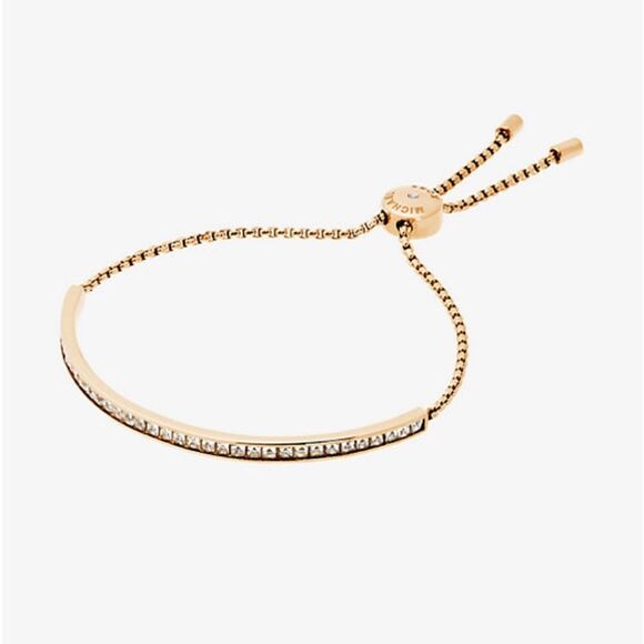 Michael Kors Cubic Zirconia Gold Tone Slider Bracelet - Picture 1 of 5